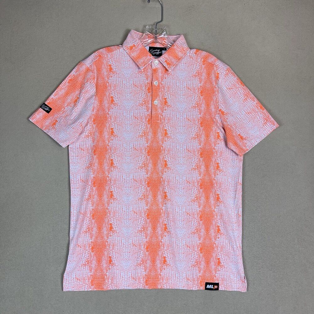 Sunday Swagger Polo‎ Shirt Mens Small Orange Golf Performance Florida Smash